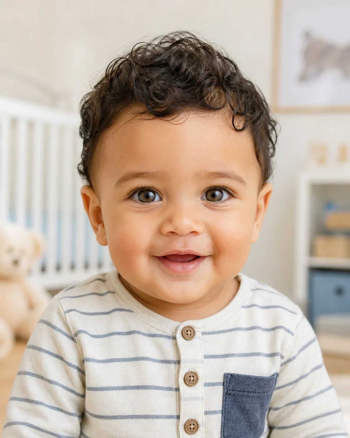 KI-Baby-Generator-Beispiel eines fiktiven zukünftigen Baby-Jungen-Porträts