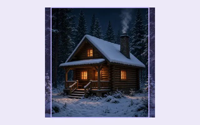 AI Image Expander square post result with a small extension around the portrait cabin image