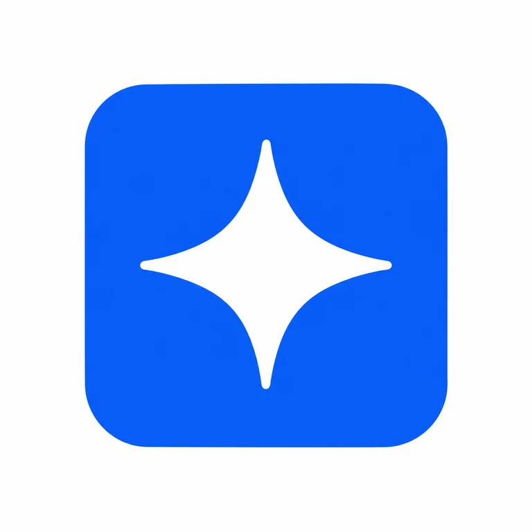 AI Logo Generator 專注應用程式圖示，鈷藍色圓角方形內有白色四角星