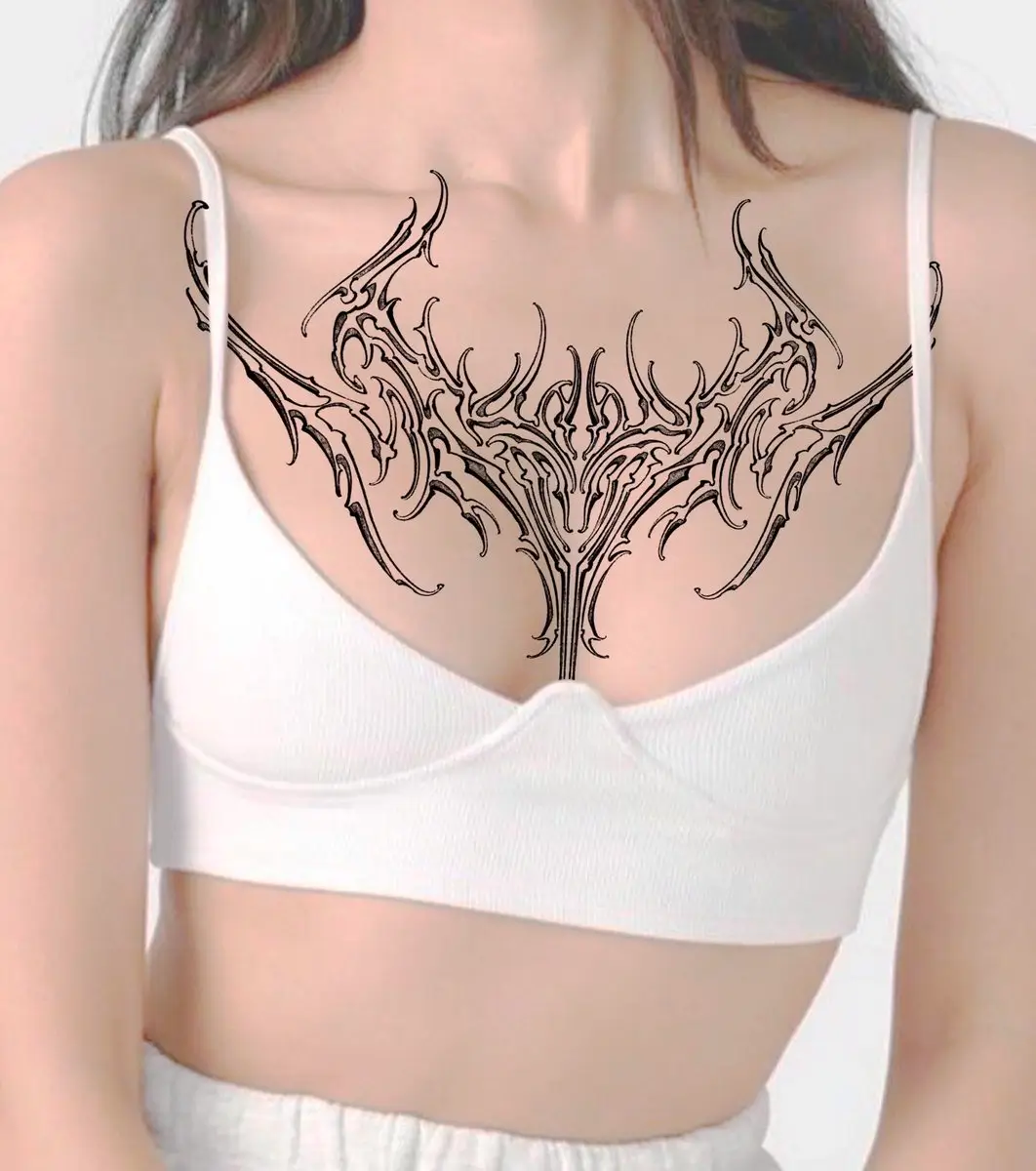 Ornamental collarbone tattoo concept preview for placement and linework review