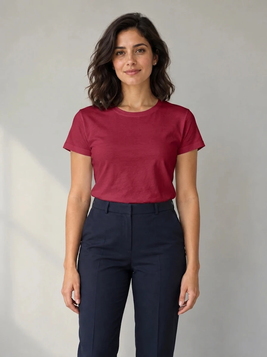 Ruby-red T-shirt on the adult in the edited photo