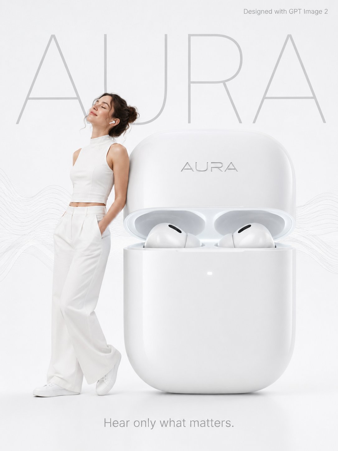 GPT Image 2 AURA wireless earbuds advertisement result