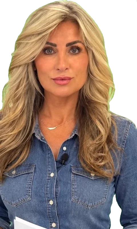 Green screen remover example of a long-haired presenter after the studio backdrop is removed