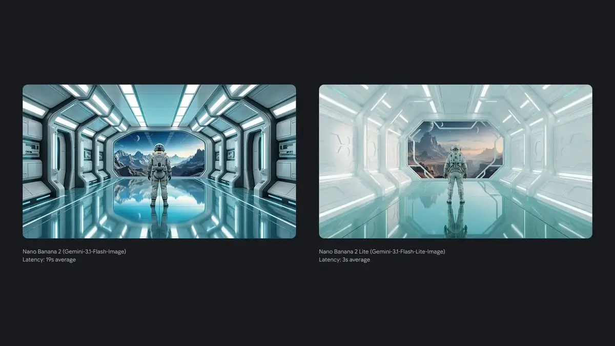 Nano Banana 2 Lite comparison showing faster 1K draft generation