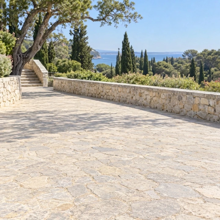 Empty stone promenade after all four people were removed