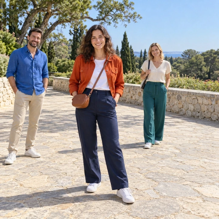 Promenade with the rightmost red-shirt man removed and three other people retained