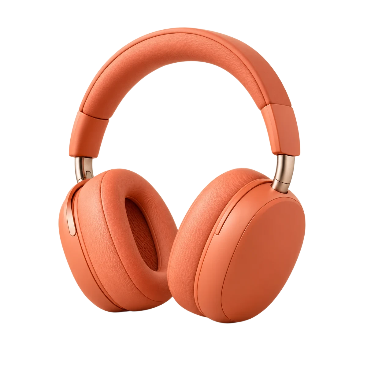 Coral headphones in a transparent PNG with clear space around the headband and ear cups